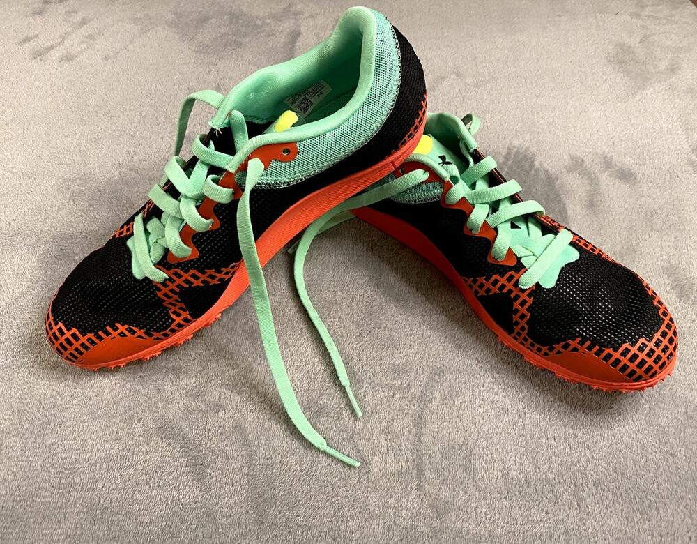 Under Armour XC Racing Track Spikes Unisex Size M9 / W10.5 Black Mint Neon Red